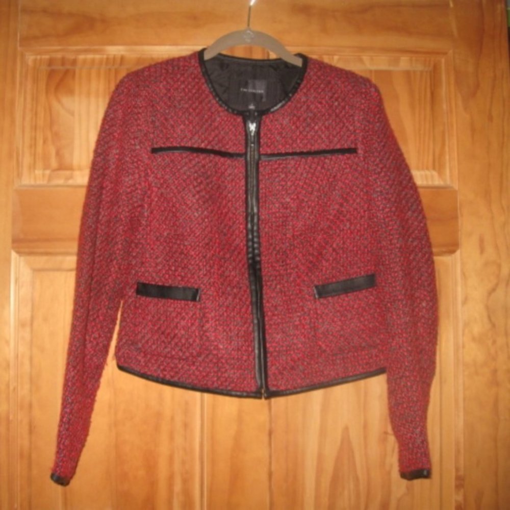 The Limited Red/Gray/Black Zip Up Blazer with Two Front Pockets